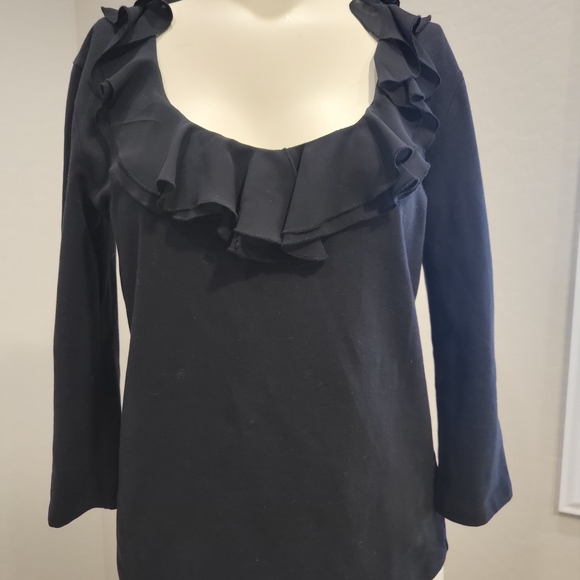 Jones New York Black Ruffle Blouse - Picture 1 of 5